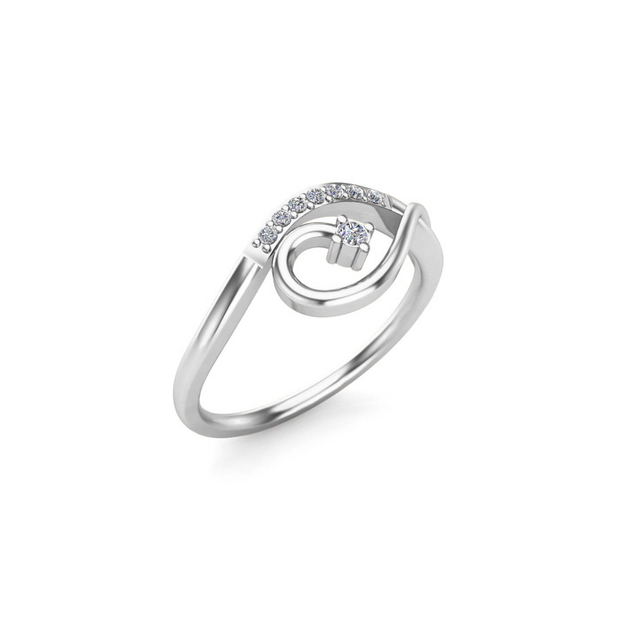 RKC Damen-Blattring mit Moissanit-Rundschliff, 925er-Sterlingsilber, gelb plattiert, Gewicht 2 g, Breite 1,50 mm