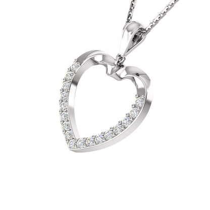 Ciondolo a forma di cuore in moissanite da 0,51 ct RKC, gioielli in argento 925 placcati in oro bianco 14 carati, peso 3,60 g, altezza 28 mm.