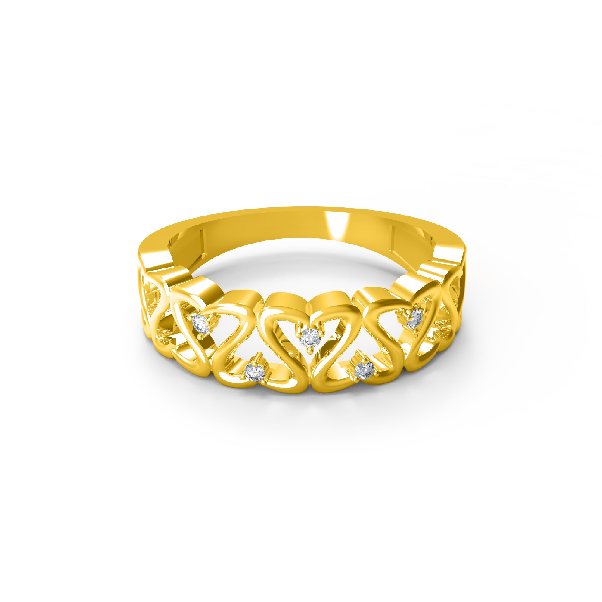 RKC Moissanite Anello a fascia regalo di compleanno a forma di cuore per la mamma Argento 925 placcato oro giallo 14 carati Peso 4 g Larghezza 2,20 MM
