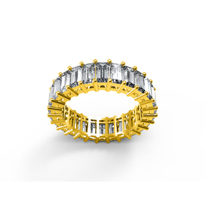 RKC Baguette Cut Moissanite Full Eternity Band per fidanzata Argento 925 placcato oro rosa 14 carati Peso 4 g Larghezza 5,80 MM