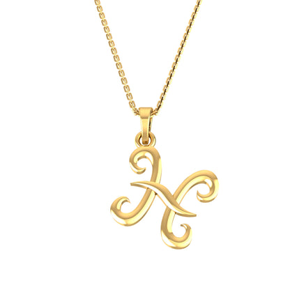 RKC 14k Yellow Gold Plated Personalised Initial Necklace 925 Silver
