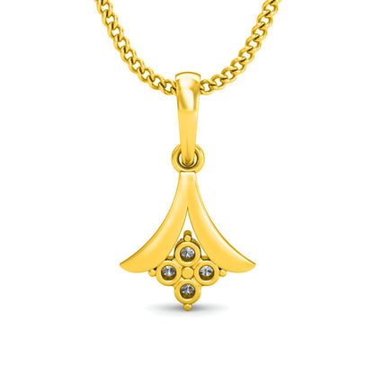 RKC Vier-Steine-Silber-Moissanit-Anhänger mit 0,06 Karat für Damen, 14-Karat-Gelbgold-Finish, Gewicht 2,6 Gramm, Höhe 14 mm