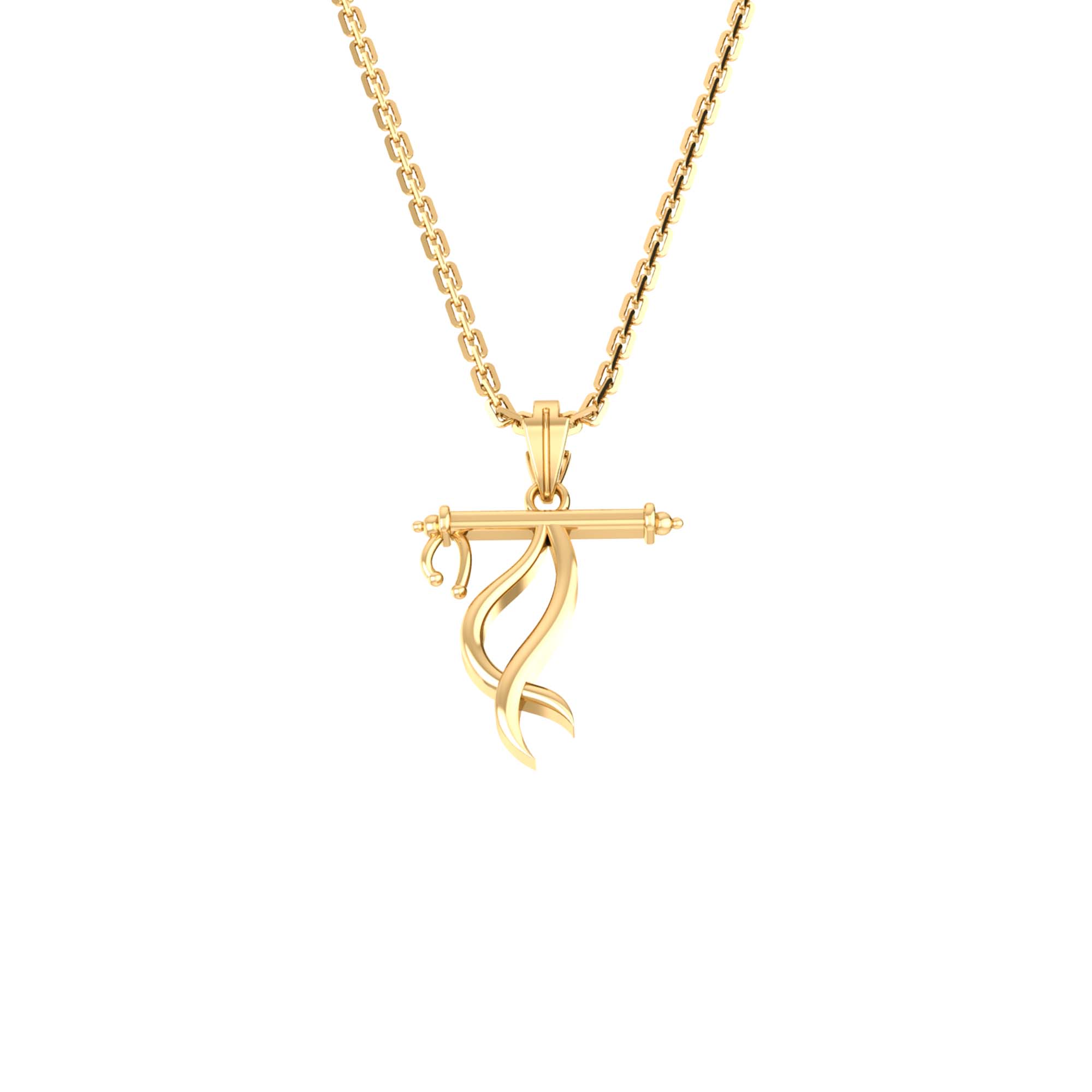 RKC Charming Pendant With Box Chain 14k Yellow/ White/ Rose Gold Plated