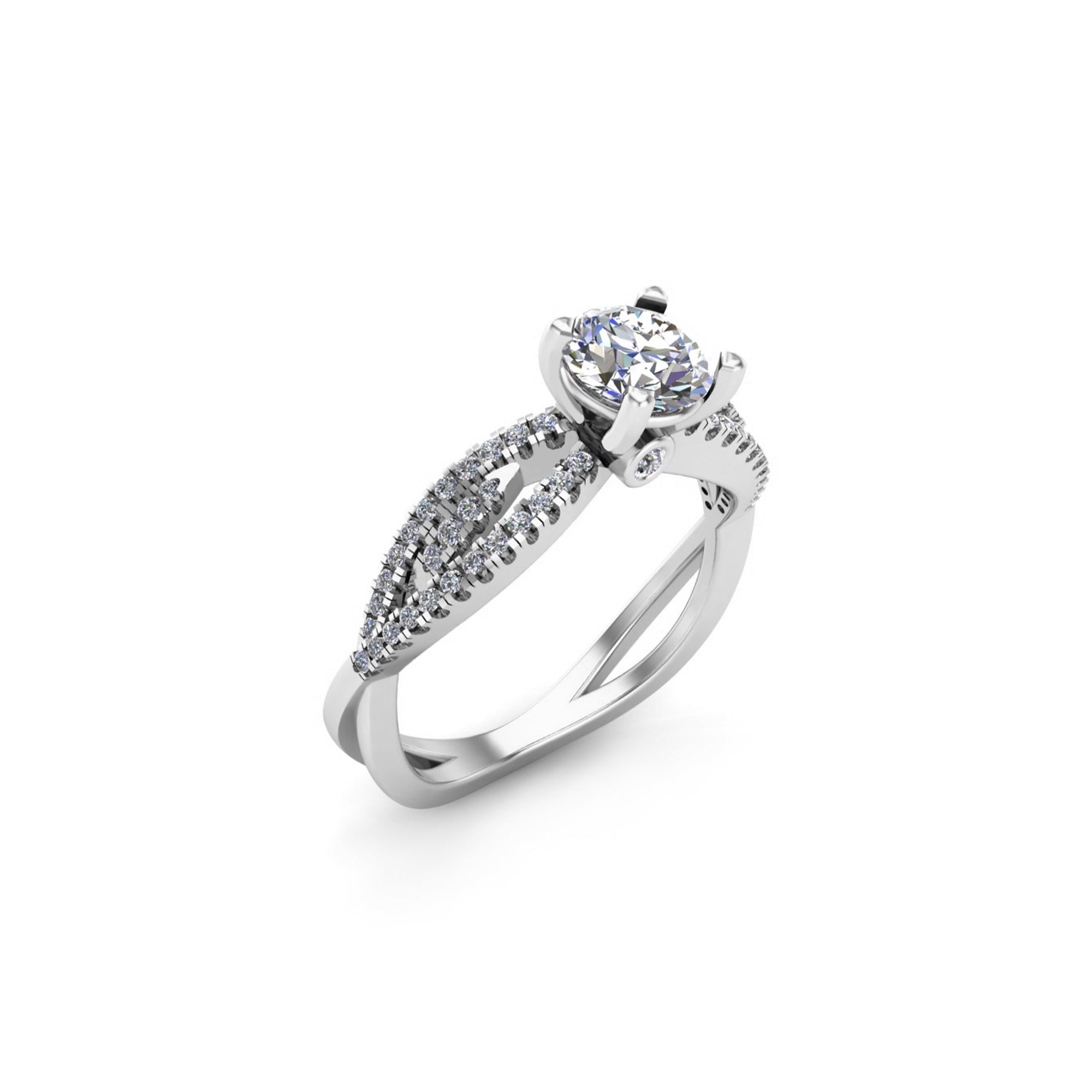 Anello di fidanzamento RKC rotondo GRA Moissanite Criss Cross Anello in argento 925 placcato oro rosa 14 carati Peso 3,50 g Larghezza 2,20 mm