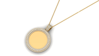 RKC Certified Moissanite Photo Memory Pendant Necklace 14k Yellow Gold Plated 925 Silver