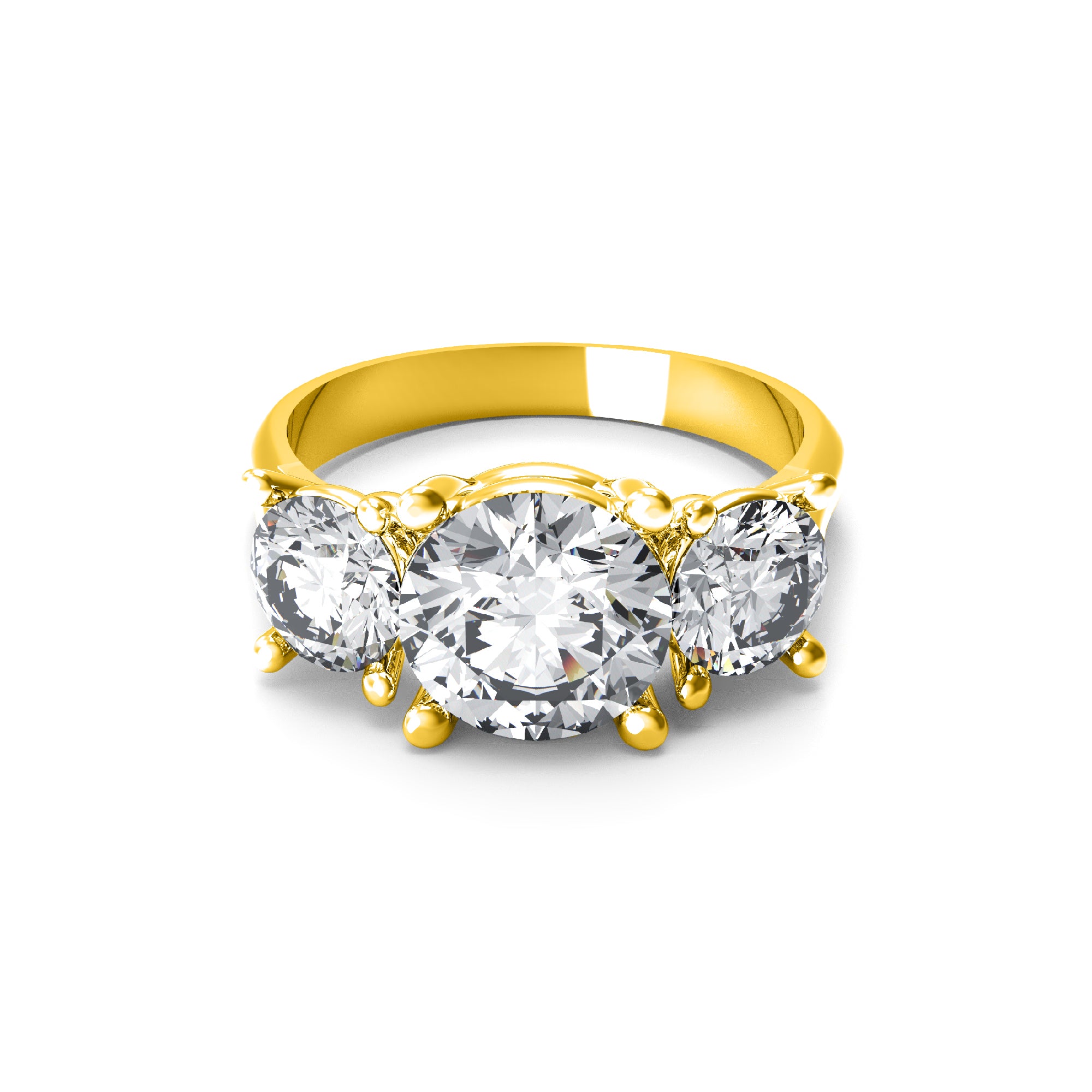 Fede nuziale rotonda con tre pietre Moissanite RKC, argento 925, placcato oro rosa 14 carati, peso 2,70 g, larghezza 2,60 mm
