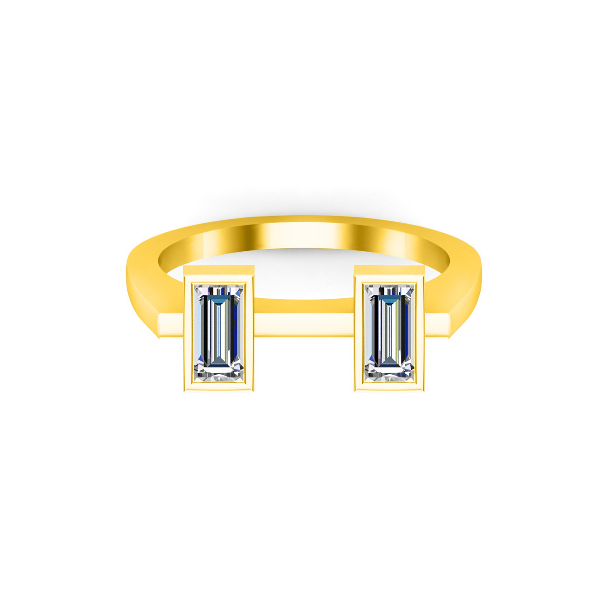 RKC Ehering aus 925er-Sterlingsilber, Moissanit-Baguette-Bandring für Damen, Gewicht 3,40 g, Breite 1,75 mm