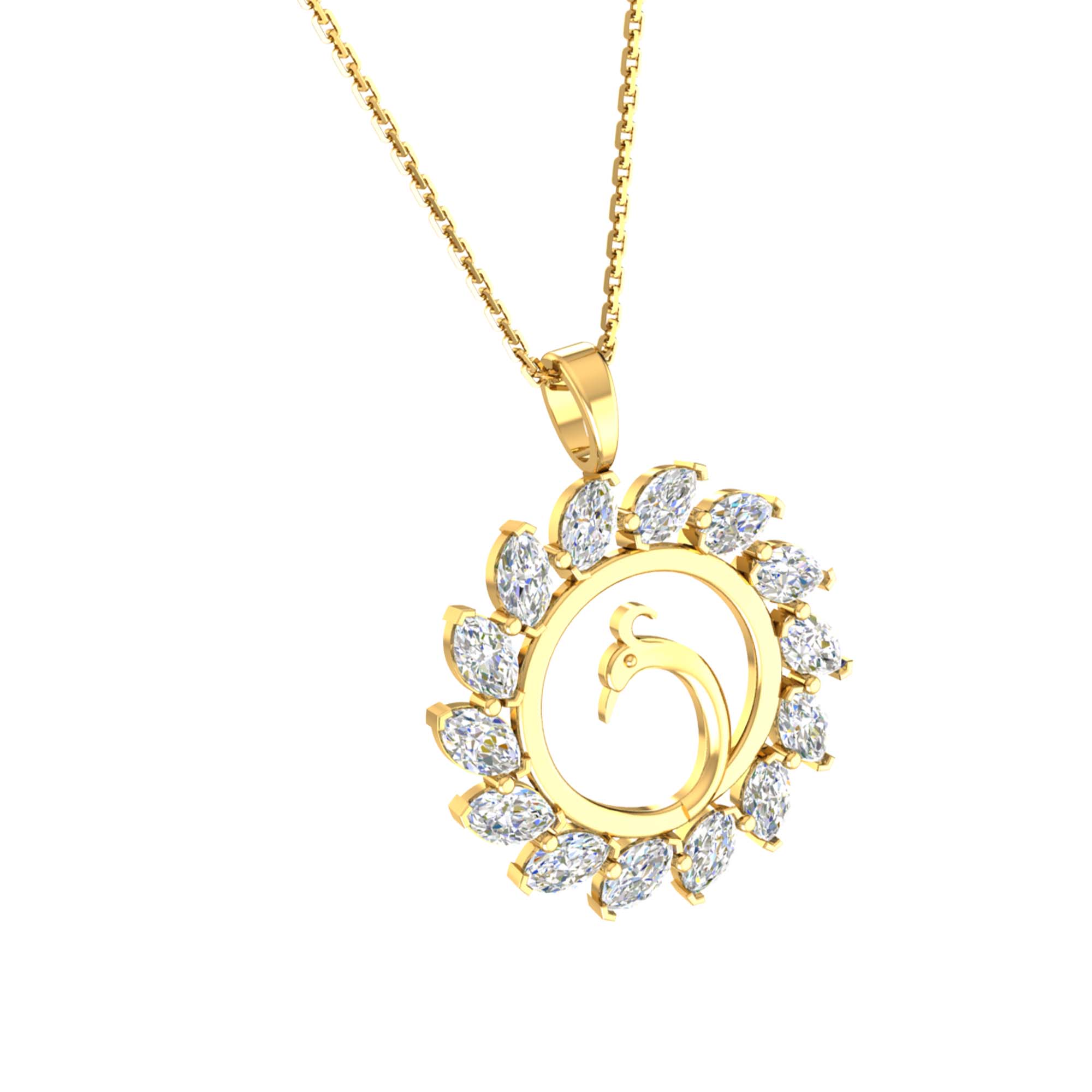 RKC Made With 18K Yellow Gold Plated Moissanite Pendant Necklace
