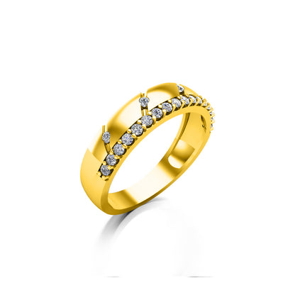 RKC 0,28 ct Moissanit 925 Sterling Silber vergoldeter Herren-Bandring für Valentinstagsgeschenk, Gewicht 4 g und Breite 4 mm