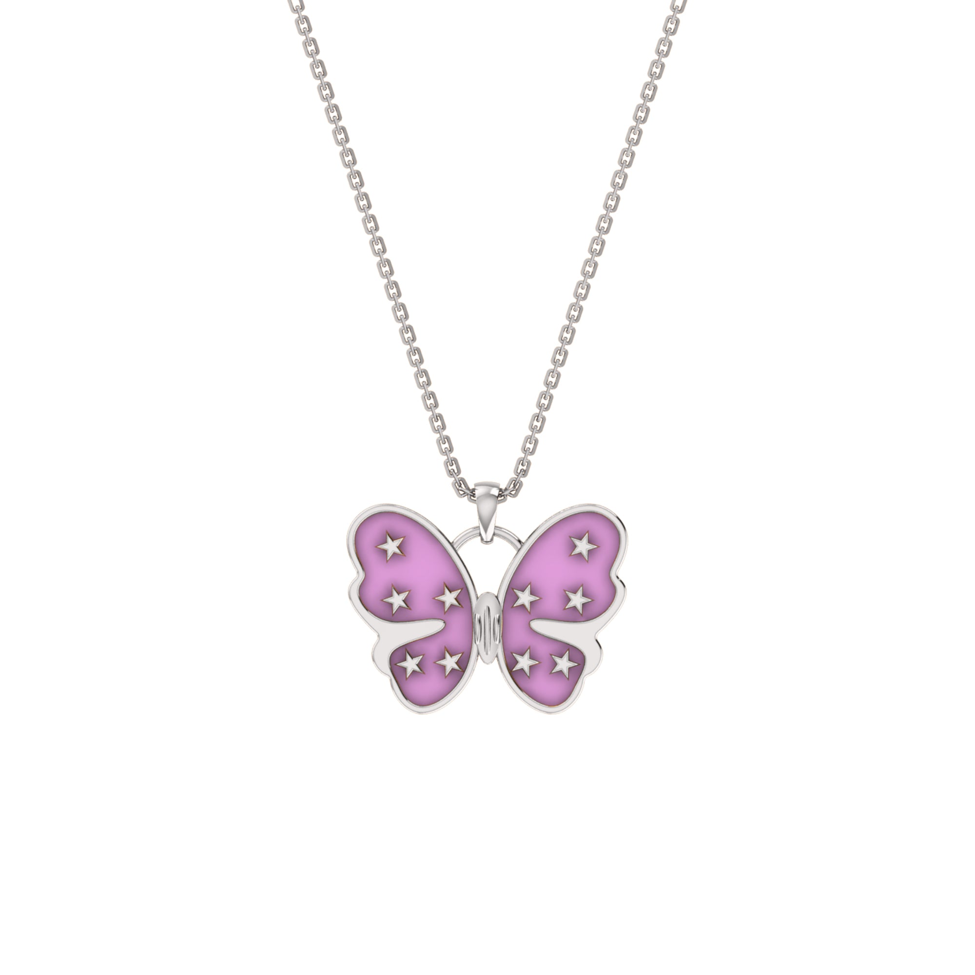 Ciondolo farfalla smaltato RKC in argento 925 placcato oro rosa 14 carati Peso 5,00 g Altezza 19,00 MM