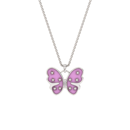 Ciondolo farfalla smaltato RKC in argento 925 placcato oro rosa 14 carati Peso 5,00 g Altezza 19,00 MM