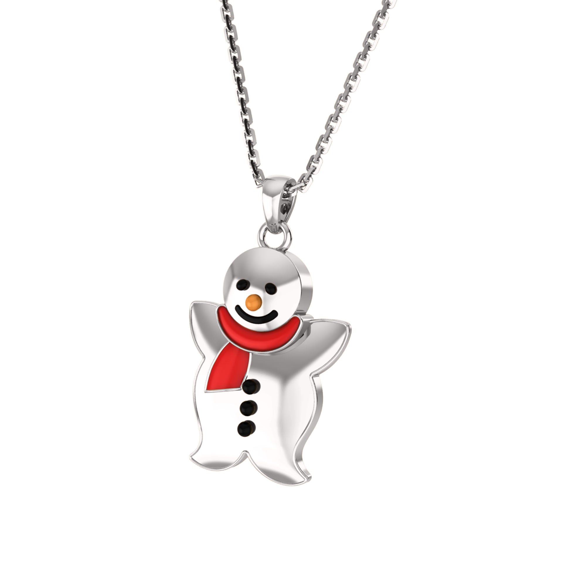 RKC Enamel Snowman Pendant 925 Silver Jewelry 14K White Gold Plated Product Weight 6.50gm Height 25.10mm