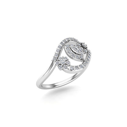 Anello da donna rotondo con fiore bypass in moissanite RKC, argento sterling 925 placcato in oro giallo 14 carati, peso 3,80 g, larghezza 1,70 mm
