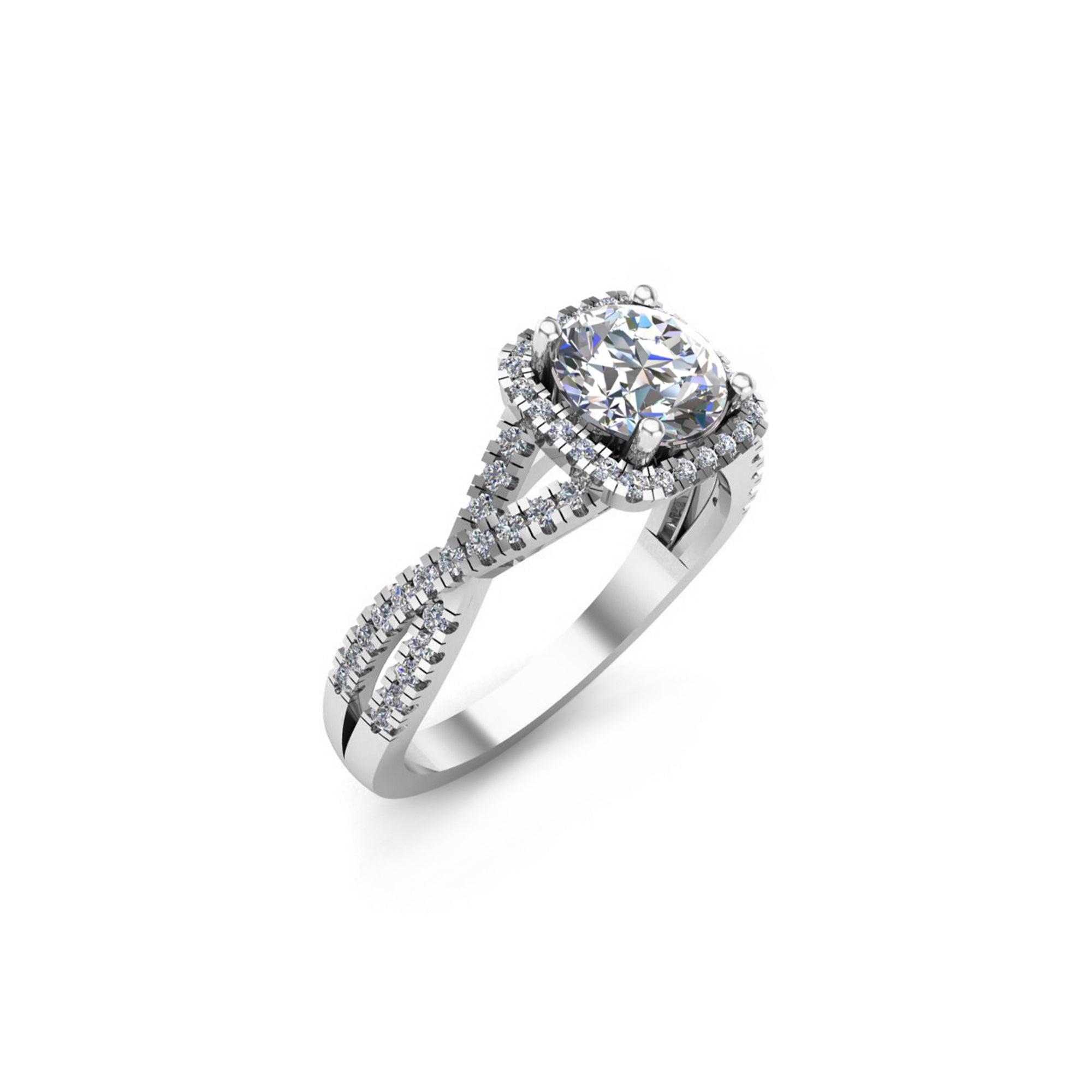 RKC Runder Moissanit-Hochzeits-Cross-Cross-Ring aus 925er Sterlingsilber, 14 Karat Roségold mit einem Gewicht von 2,20 g und einer Breite von 2 mm