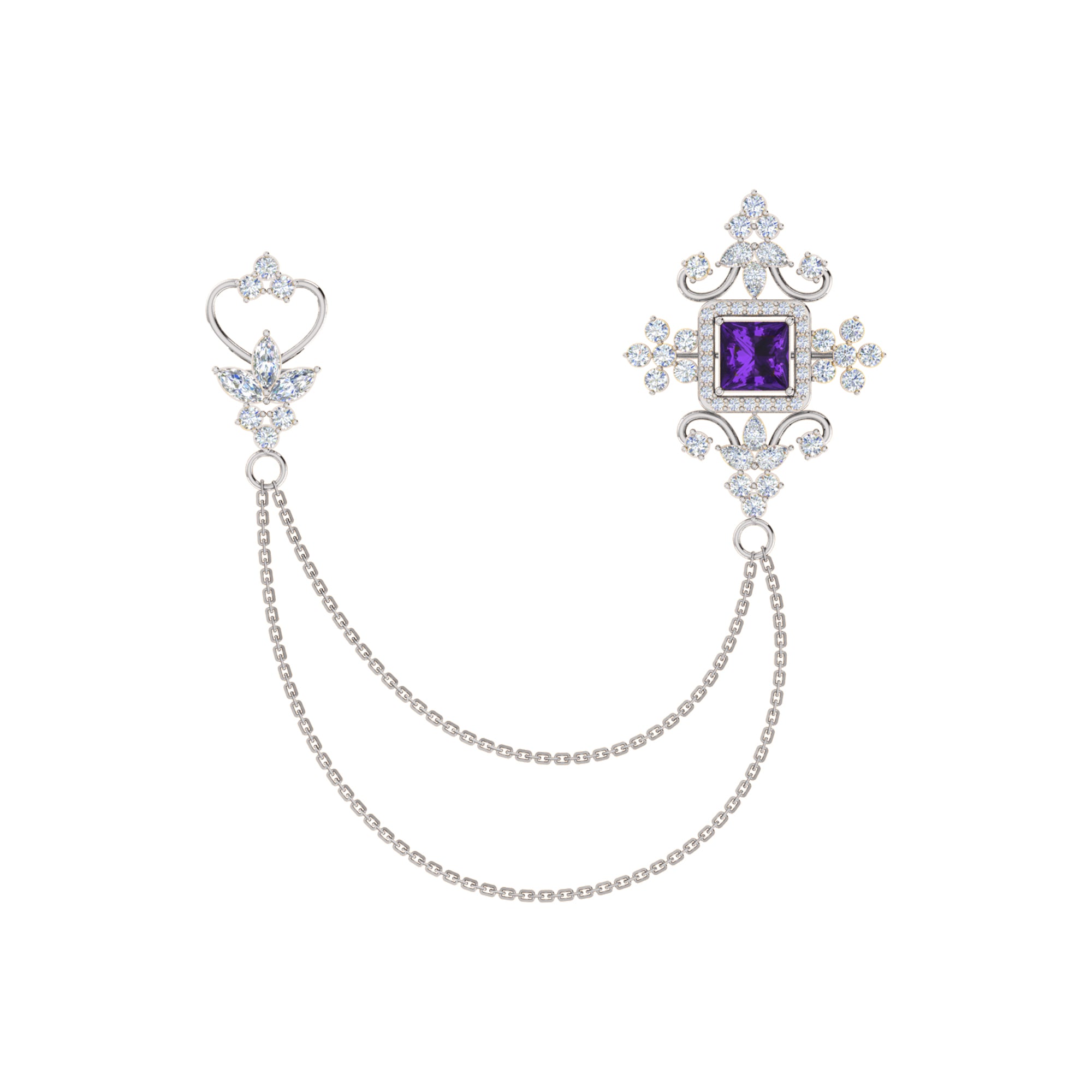Spilla RKC Moissanite in argento sterling 925, prodotto placcato in oro rosa 14 carati, peso 6,10 GM, altezza 40,50 MM