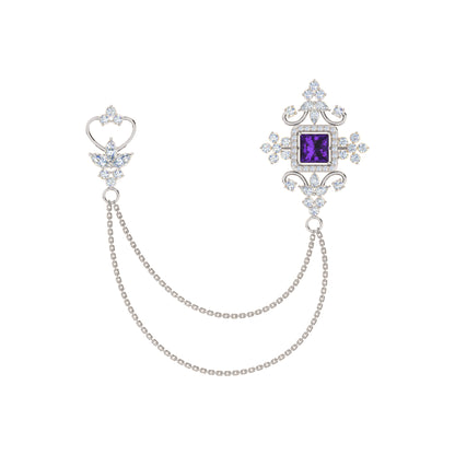 Spilla RKC Moissanite in argento sterling 925, prodotto placcato in oro rosa 14 carati, peso 6,10 GM, altezza 40,50 MM