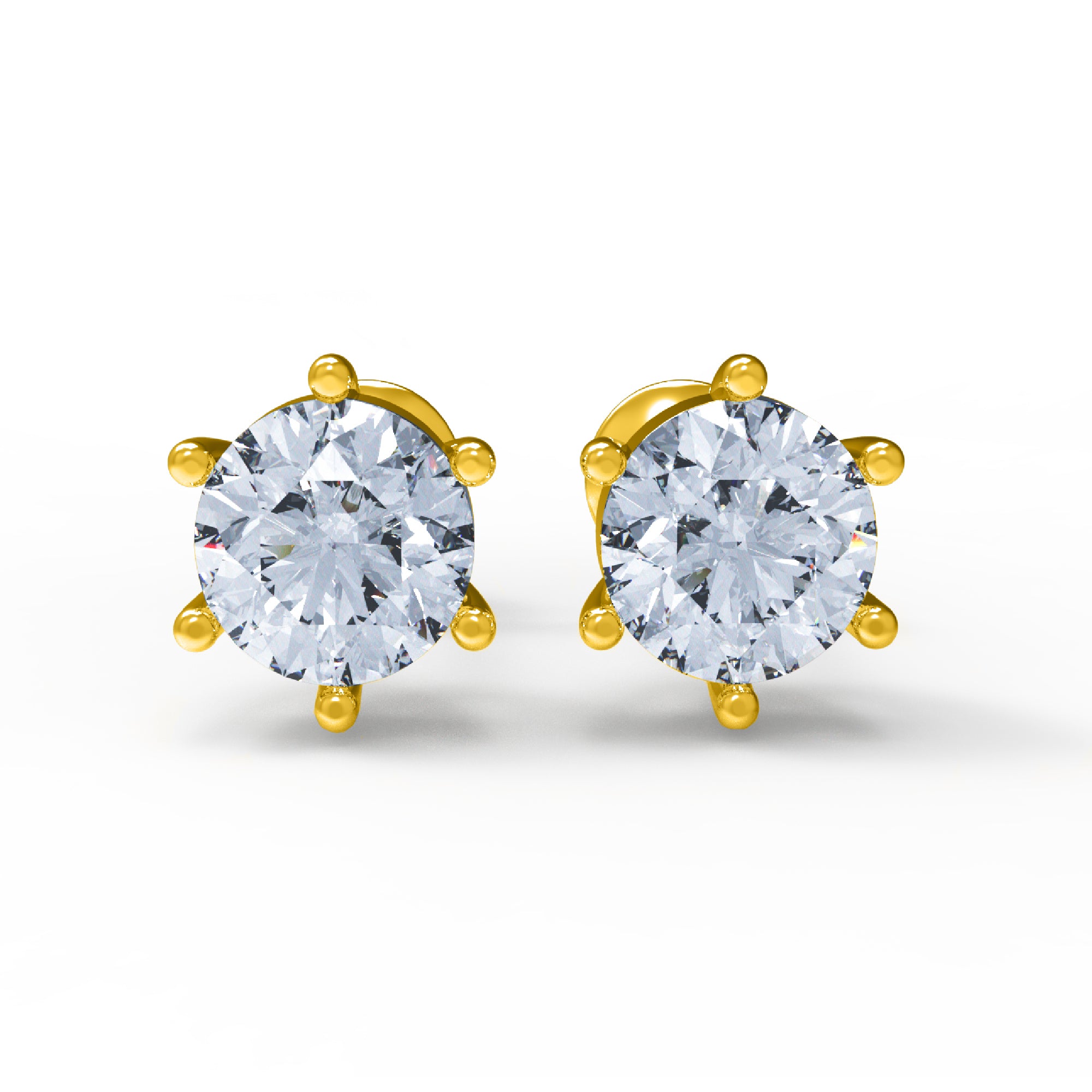 RKC Damen-Solitär-Ohrstecker aus 925er-Sterlingsilber, sechs Zinken, 14 Karat Rose über Produktgewicht: 1,20 GM, Steinhöhe: 3,80 mm