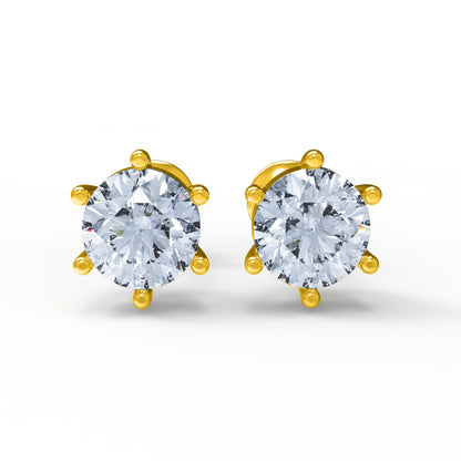 RKC Damen-Solitär-Ohrstecker aus 925er-Sterlingsilber, sechs Zinken, 14 Karat Rose über Produktgewicht: 1,20 GM, Steinhöhe: 3,80 mm