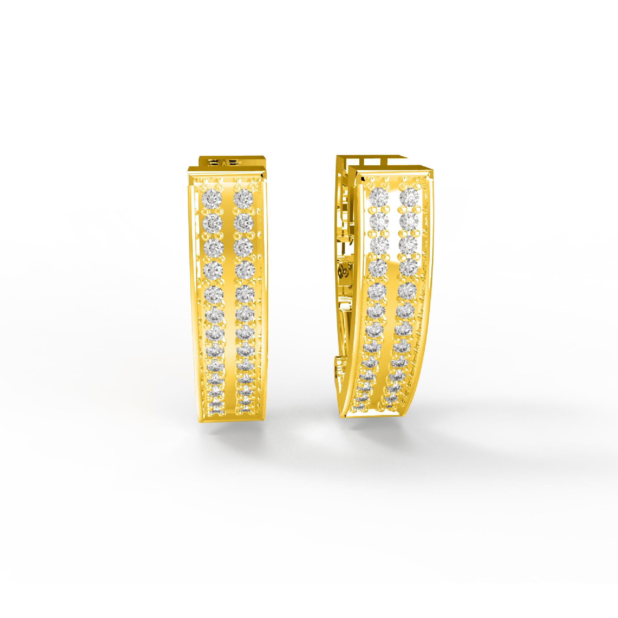 RKC 925 Sterling Silber Clip-on Creolen-Ohrring für Damen, 14 Karat Gelb, Produktgewicht: 4,00 GM, Höhe: 15,50 mm
