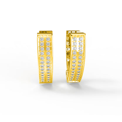RKC 925 Sterling Silber Clip-on Creolen-Ohrring für Damen, 14 Karat Gelb, Produktgewicht: 4,00 GM, Höhe: 15,50 mm