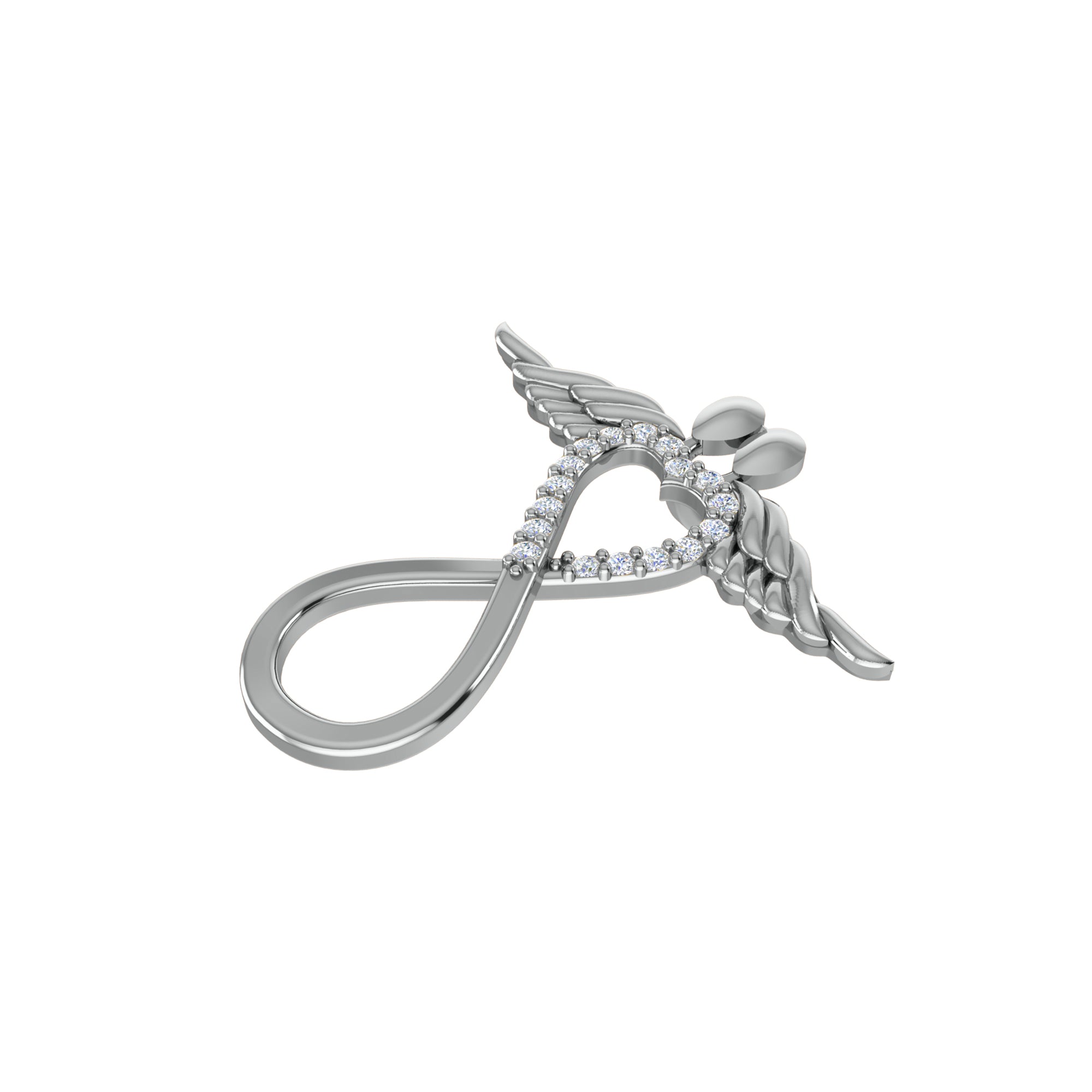 Ciondolo in moissanite con ala infinita da 0,15 ct RKC, gioielli in argento 925, placcato in oro giallo 14 carati, peso 4,20 g, altezza 24,80 mm
