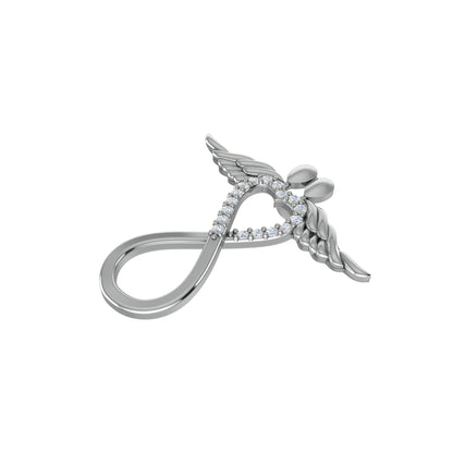 Ciondolo in moissanite con ala infinita da 0,15 ct RKC, gioielli in argento 925, placcato in oro giallo 14 carati, peso 4,20 g, altezza 24,80 mm