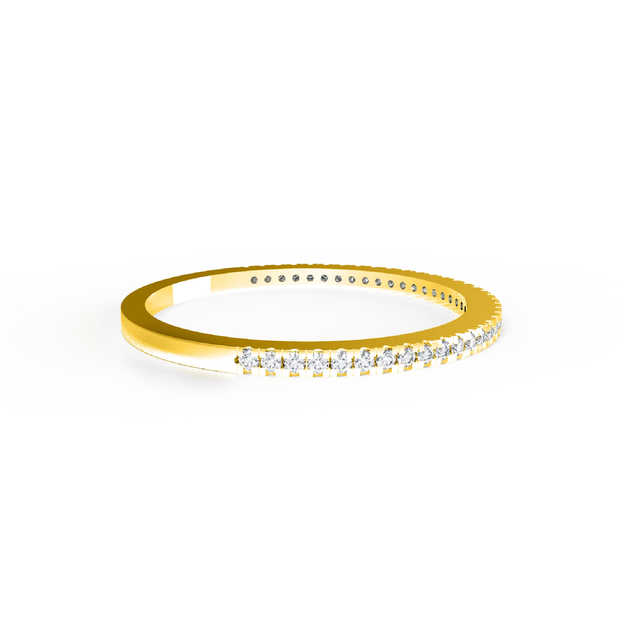 RKC Runder Moissanit-Ring aus 925er-Sterlingsilber, halbe Ewigkeit, stapelbarer Bandring für Damen, 925er-Silber, 14 Karat Roségold vergoldet, Gewicht 1,10 g, Breite 1,30 mm