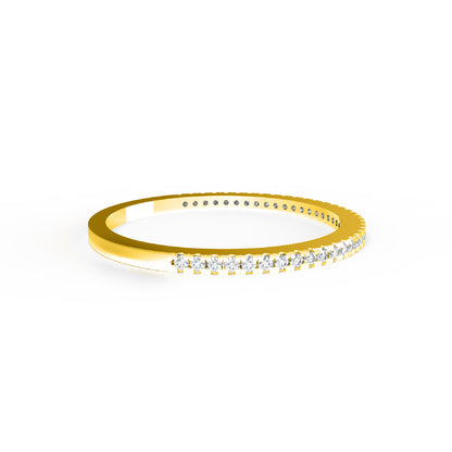 RKC Runder Moissanit-Ring aus 925er-Sterlingsilber, halbe Ewigkeit, stapelbarer Bandring für Damen, 925er-Silber, 14 Karat Roségold vergoldet, Gewicht 1,10 g, Breite 1,30 mm