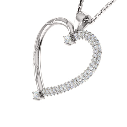 RKC Ciondolo stile cuore in moissanite da 0,46 ct, gioielli in argento 925, placcato in oro giallo 14 carati, peso 4,10 g, altezza 28 mm