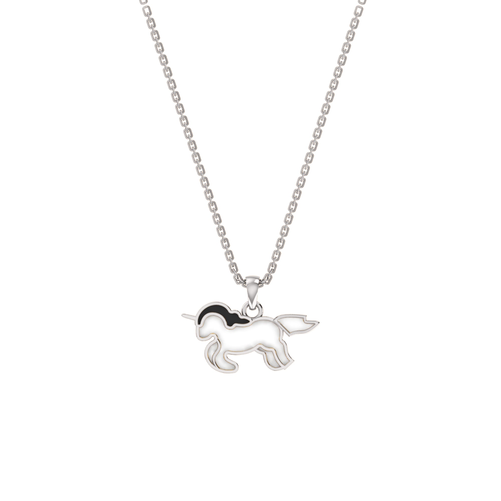 RKC Emaille-Einhorn-Anhänger, 925er Silber, Schmuck, 14 Karat Gelbgold vergoldet, Produktgewicht: 3,80 g, Höhe: 12,00 mm