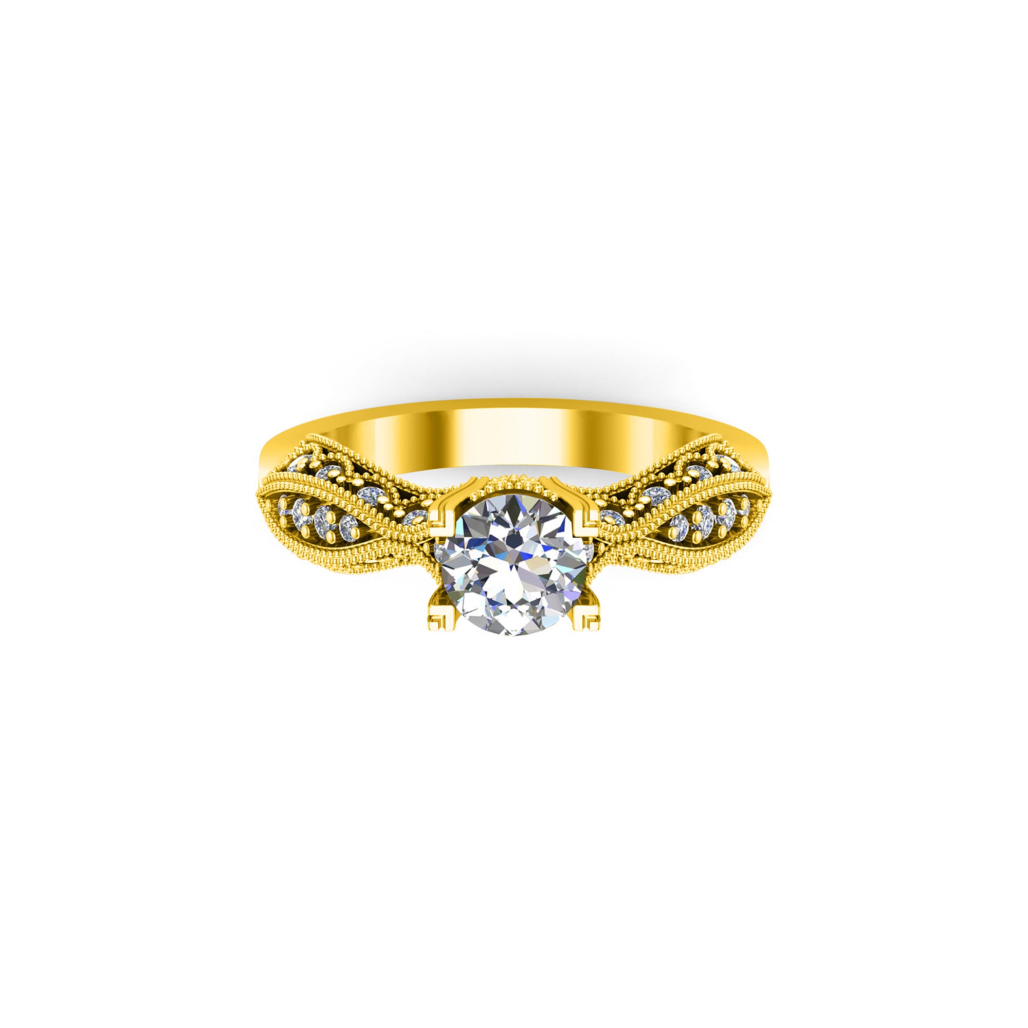 Anello da sposa solitario rotondo con moissanite Milgrain RKC in argento 925 placcato oro rosa Peso 4,70 g Larghezza 2,50 mm