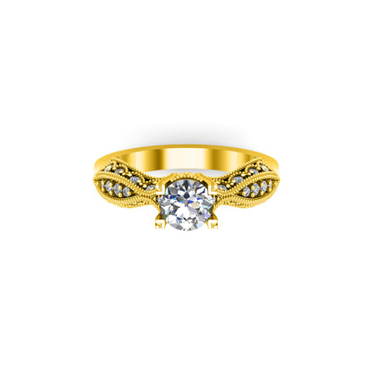 Anello da sposa solitario rotondo con moissanite Milgrain RKC in argento 925 placcato oro rosa Peso 4,70 g Larghezza 2,50 mm