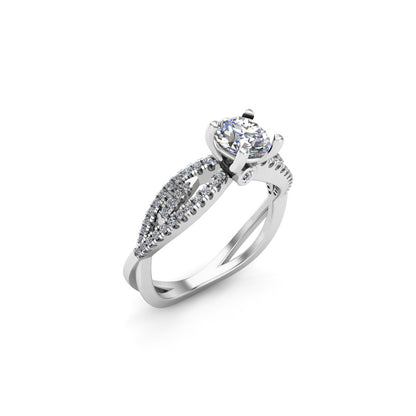 Anello di fidanzamento RKC rotondo GRA Moissanite Criss Cross Anello in argento 925 placcato oro rosa 14 carati Peso 3,50 g Larghezza 2,20 mm