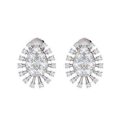 Orecchino da donna a grappolo in argento sterling 925 RKC 14k bianco su peso 3,00 g, altezza 14,00 mm