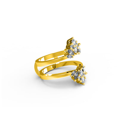 RKC Runder Moissanit Marquise Enhancer Ehering, Jackenring, 925er Sterlingsilber, 14 Karat Gelbgold vergoldet, Gewicht 5 g