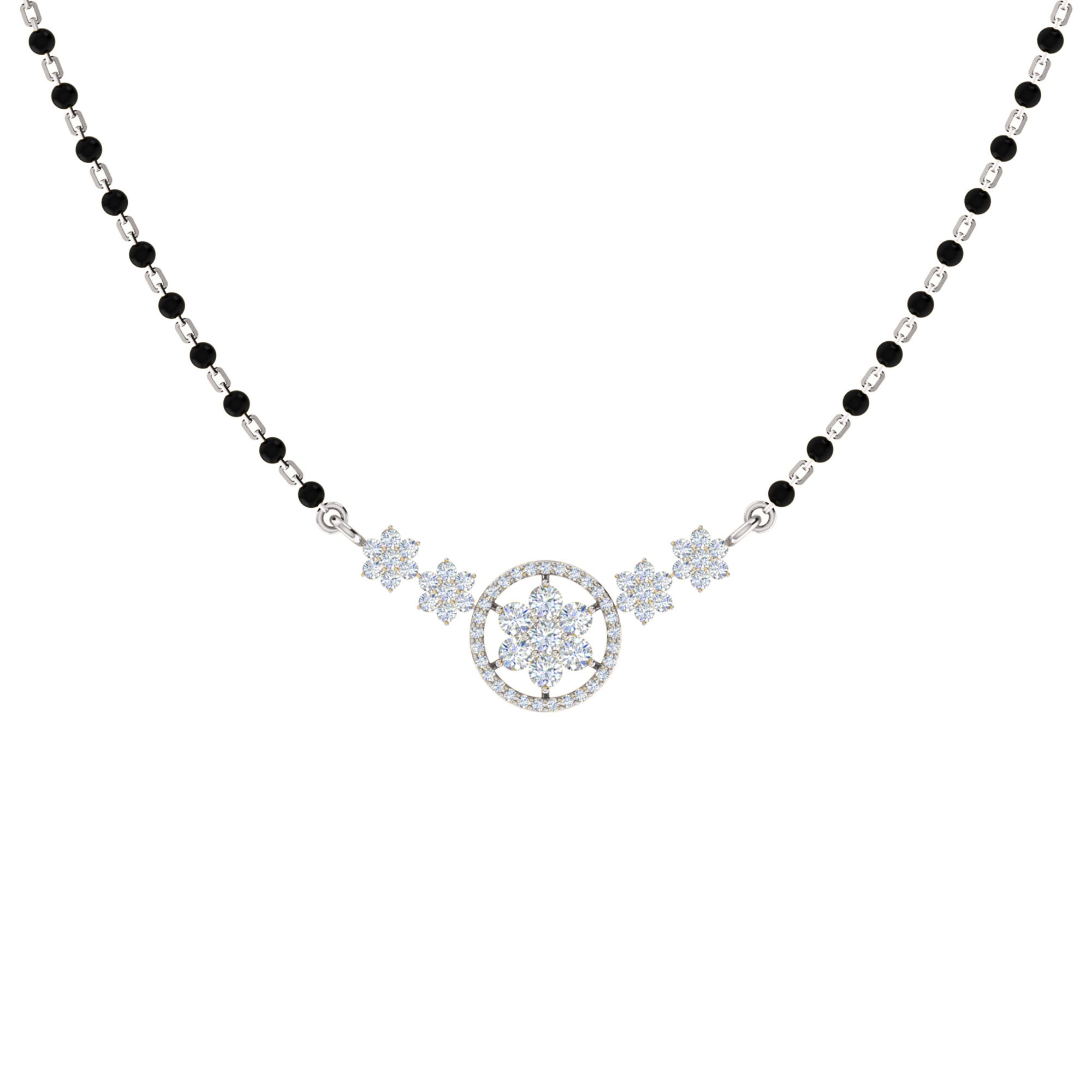 RKC Moissanite da 0,98 ct da donna Mangalsutra in argento 925 placcato in oro bianco 14k Peso del prodotto 3,20 g Altezza 14,00 mm