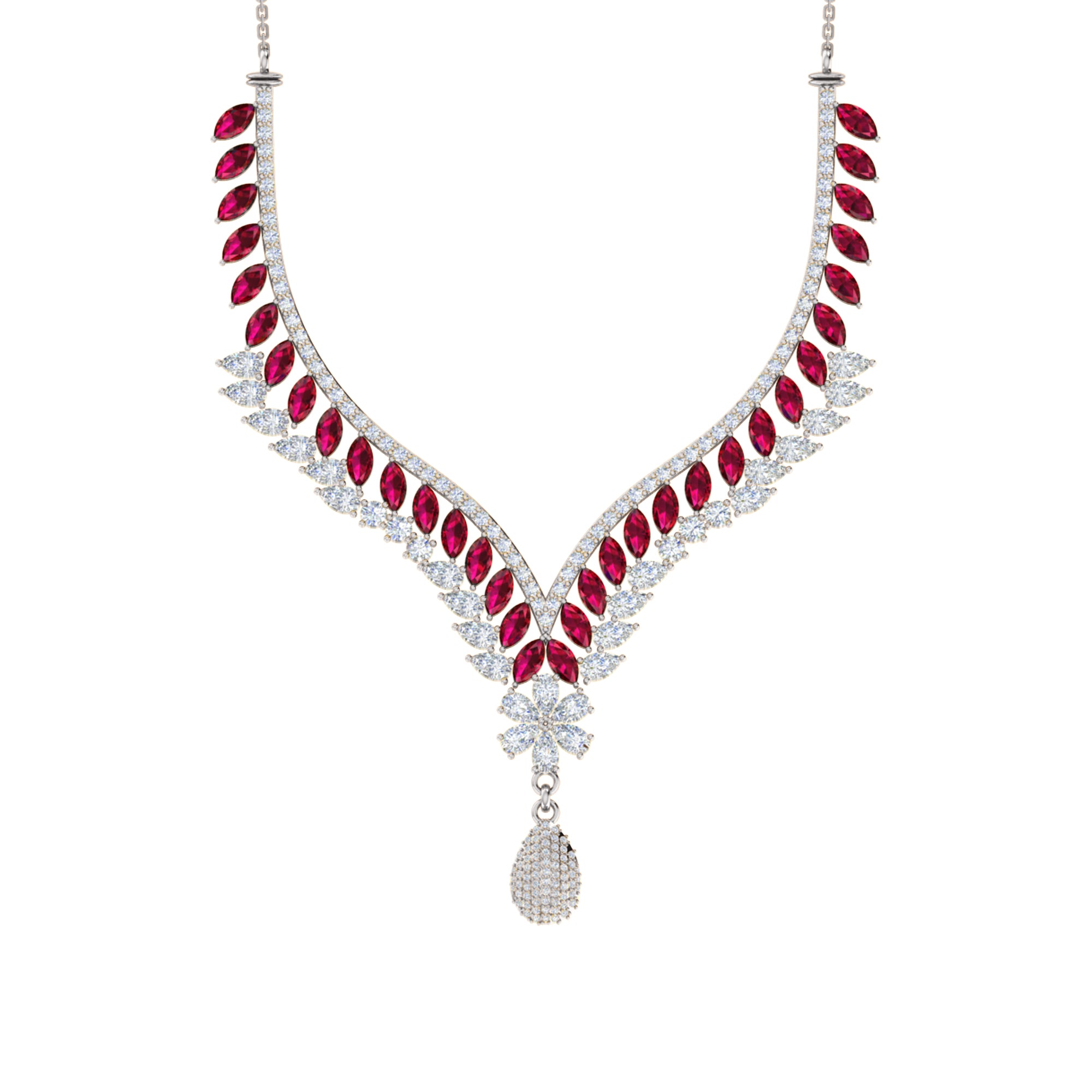 Charmante RKC 18 CT Moissanit-Halskette, 925er Silber, 14 Karat Roségold plattiert, Produktgewicht: 17,00 GM, Höhe: 100,00 mm