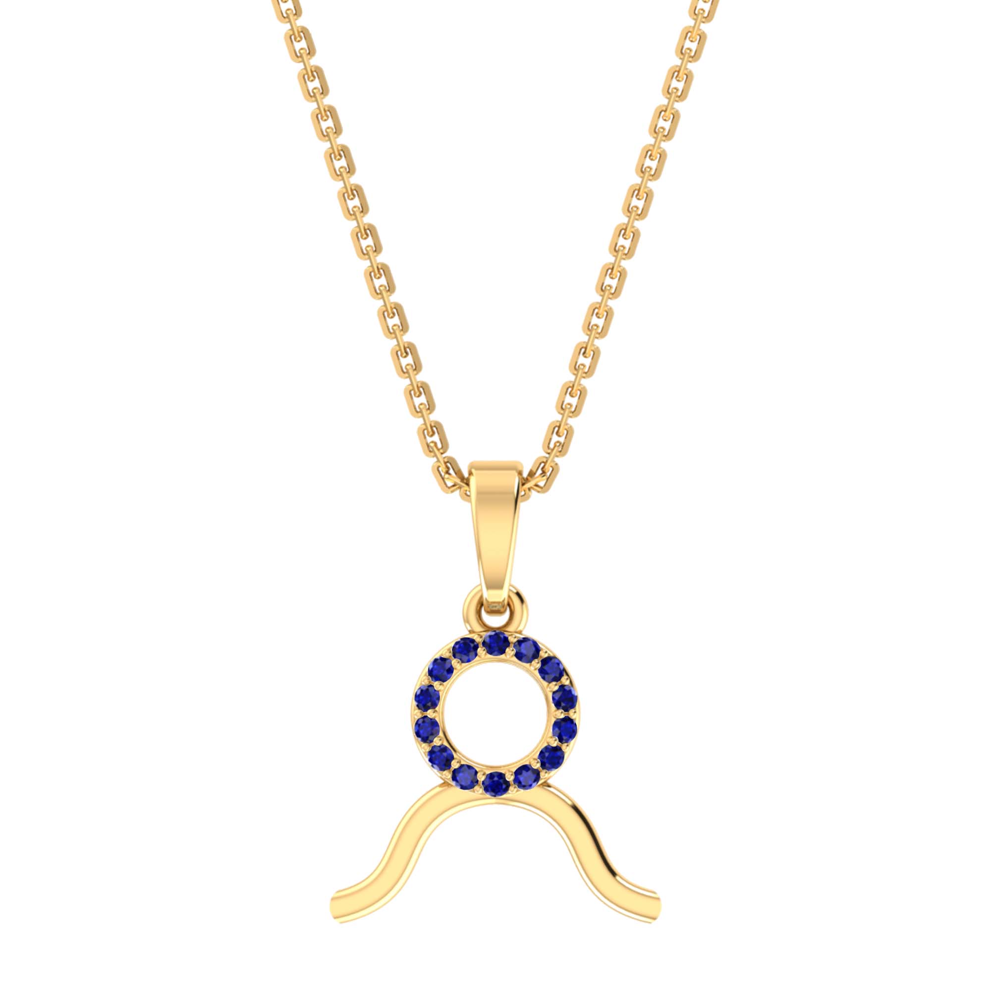 RKC Golden Cubic Zirconia With Chain Zodiac Pendant Necklace