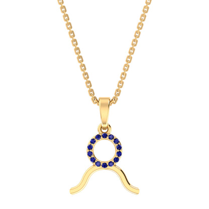 RKC Golden Cubic Zirconia With Chain Zodiac Pendant Necklace