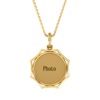 RKC 14k Yellow Gold Plated Round Cut Moissanite Photo Pendant Necklace With Chain 18 Inch
