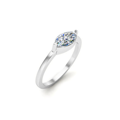 Anello solitario da matrimonio da donna RKC Marquise Moissanite in argento sterling 925 placcato in oro giallo 14 carati Peso 2,10 g Larghezza 1,60 mm