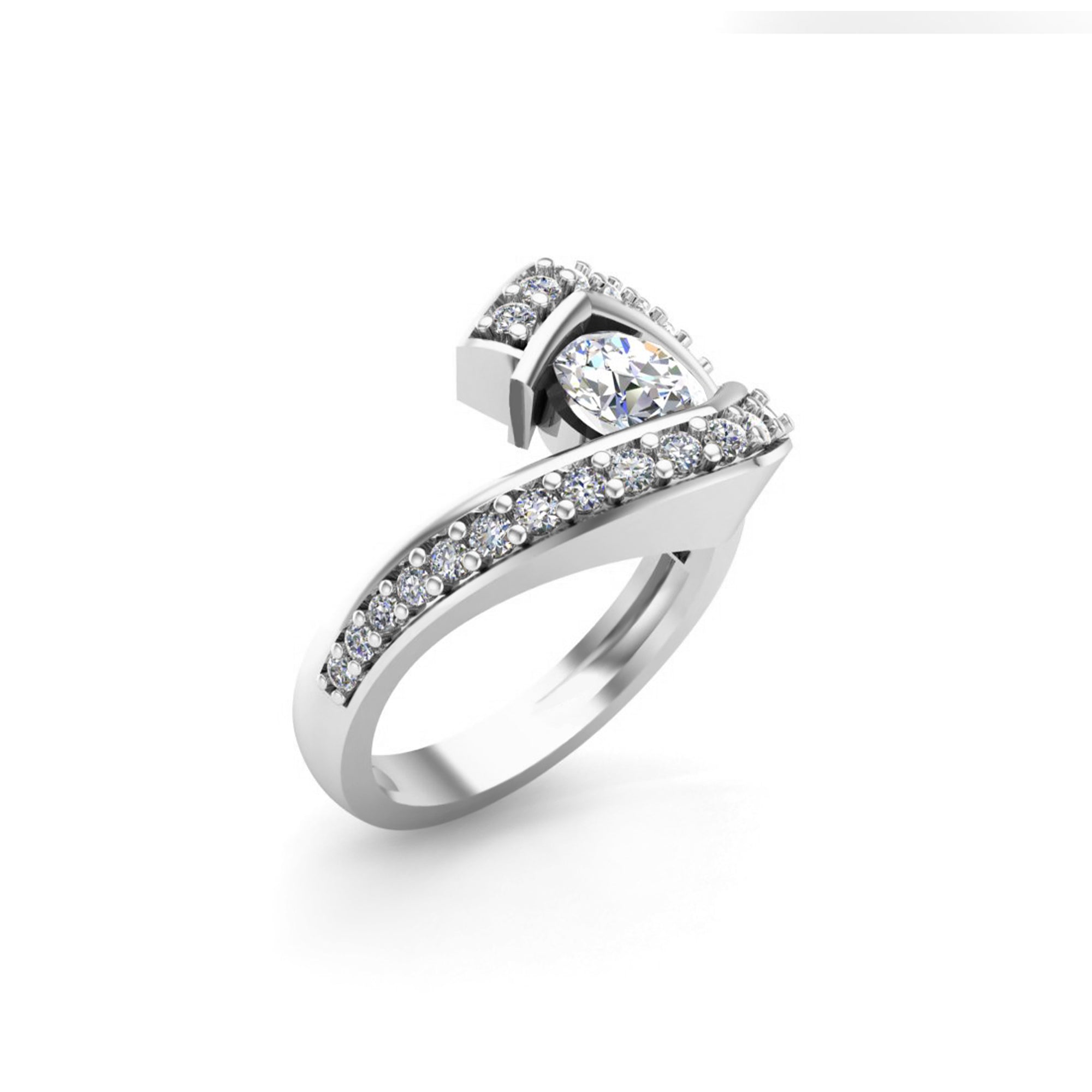 Anello bypass anniversario di fidanzamento con moissanite taglio rotondo RKC Argento sterling 925 placcato oro rosa 14 carati Peso 3,2 g