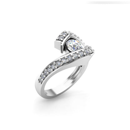 Anello bypass anniversario di fidanzamento con moissanite taglio rotondo RKC Argento sterling 925 placcato oro rosa 14 carati Peso 3,2 g