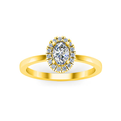 Fede nuziale RKC ovale in moissanite Halo in argento 925 placcato in oro giallo 14 carati per donna, peso 1,80 ct, larghezza 1,70 mm