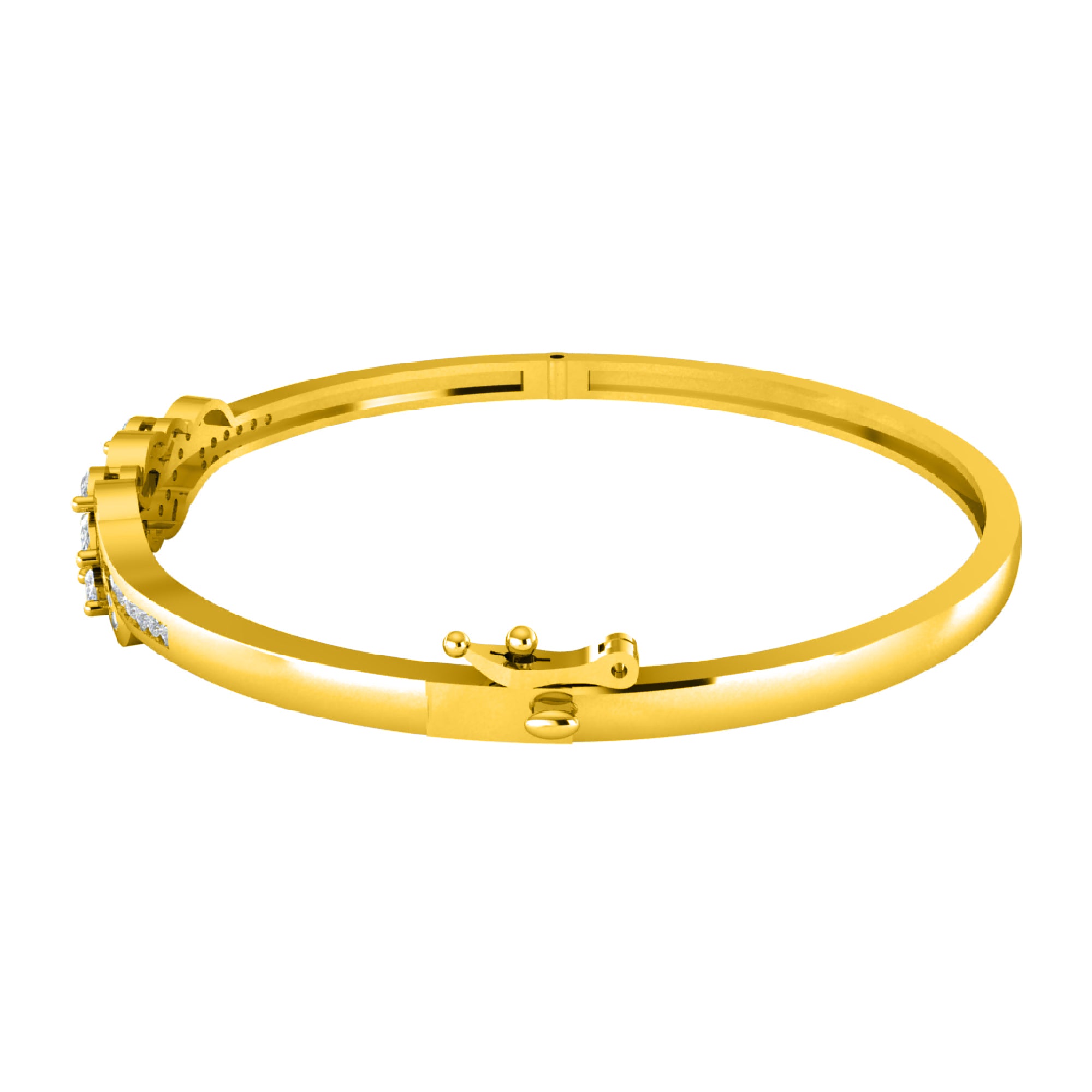 RKC Damen-Armreif aus 925er-Sterlingsilber mit 1,51 Karat Moissanit, 14 Karat Gelbgold vergoldet, Gewicht 11,50 g, Höhe 52,00 mm