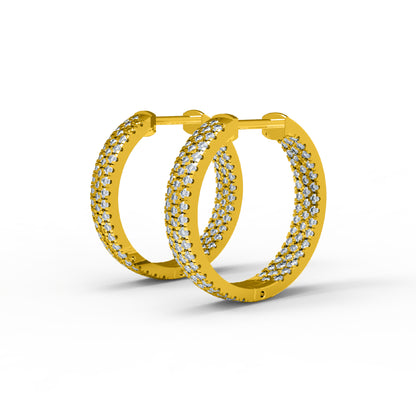 RKC 925 Sterling Silber Hoops & Huggies Damen-Ohrring, 14 Karat Gelb über Produktgewicht 7,00 GM, Höhe 22,00 mm