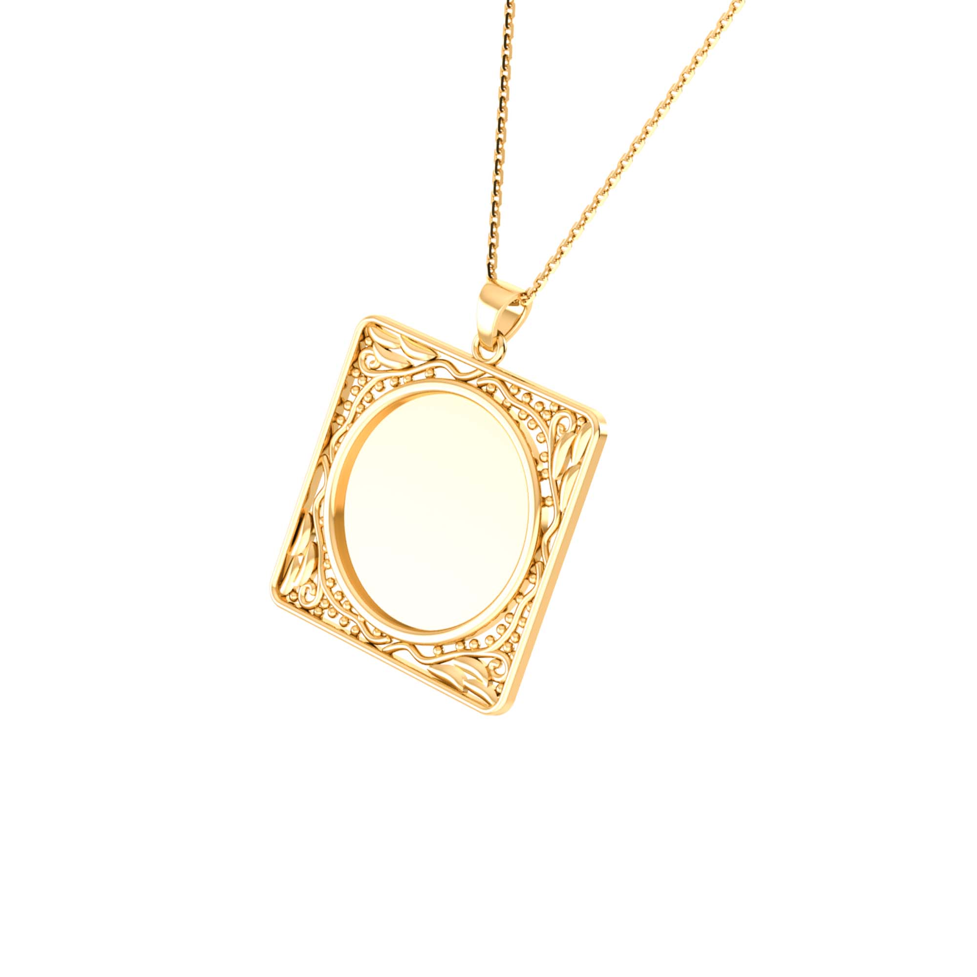 RKC Frame For Photo Personalised Memory Necklace Pendant 14k Gold Plated Silver