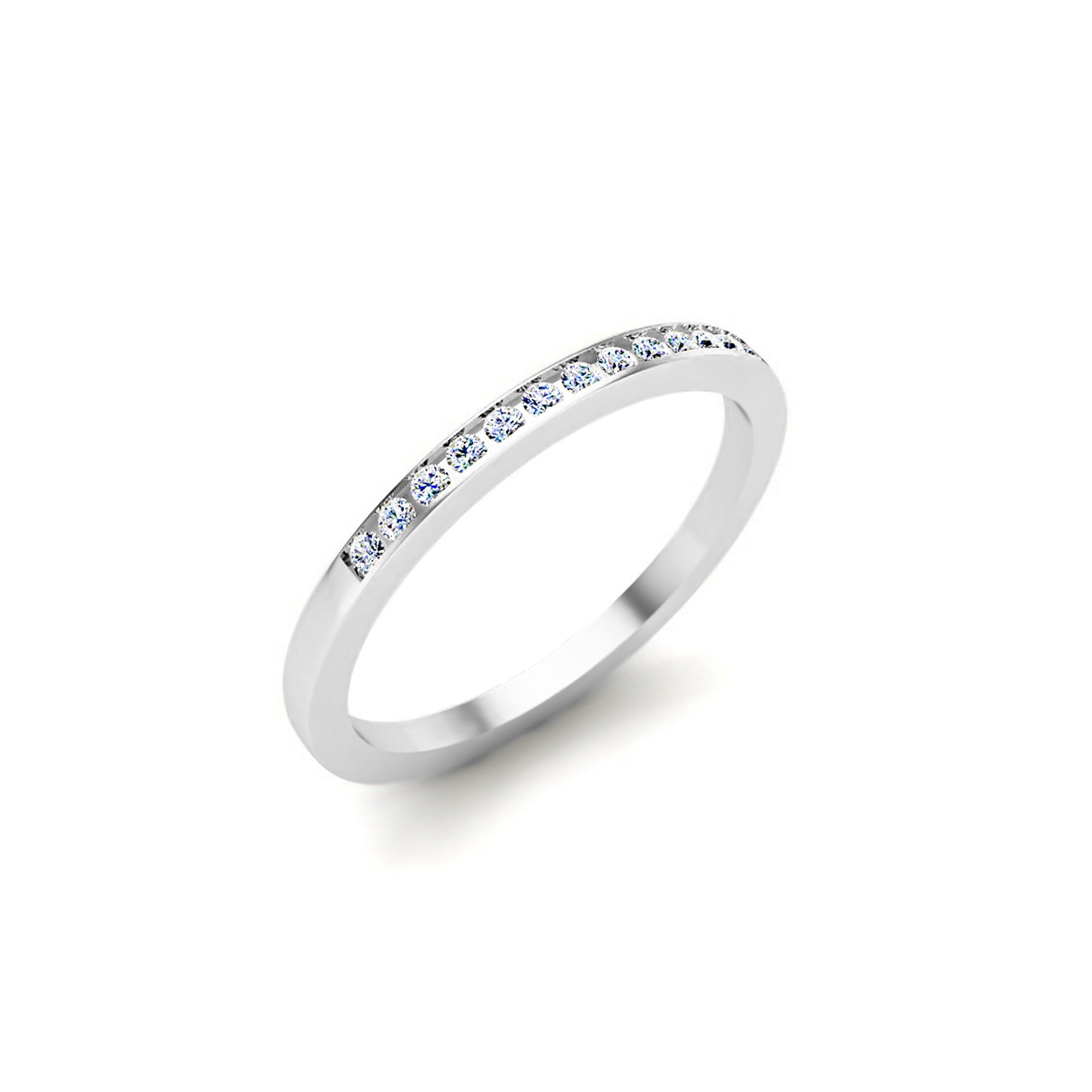 RKC-Moissanit-Rundschliff, passender stapelbarer Ring, 925er-Sterlingsilber, Band mit 14-karätigem Gelbgold vergoldet, Gewicht 1,40 g, Breite 1,40 mm