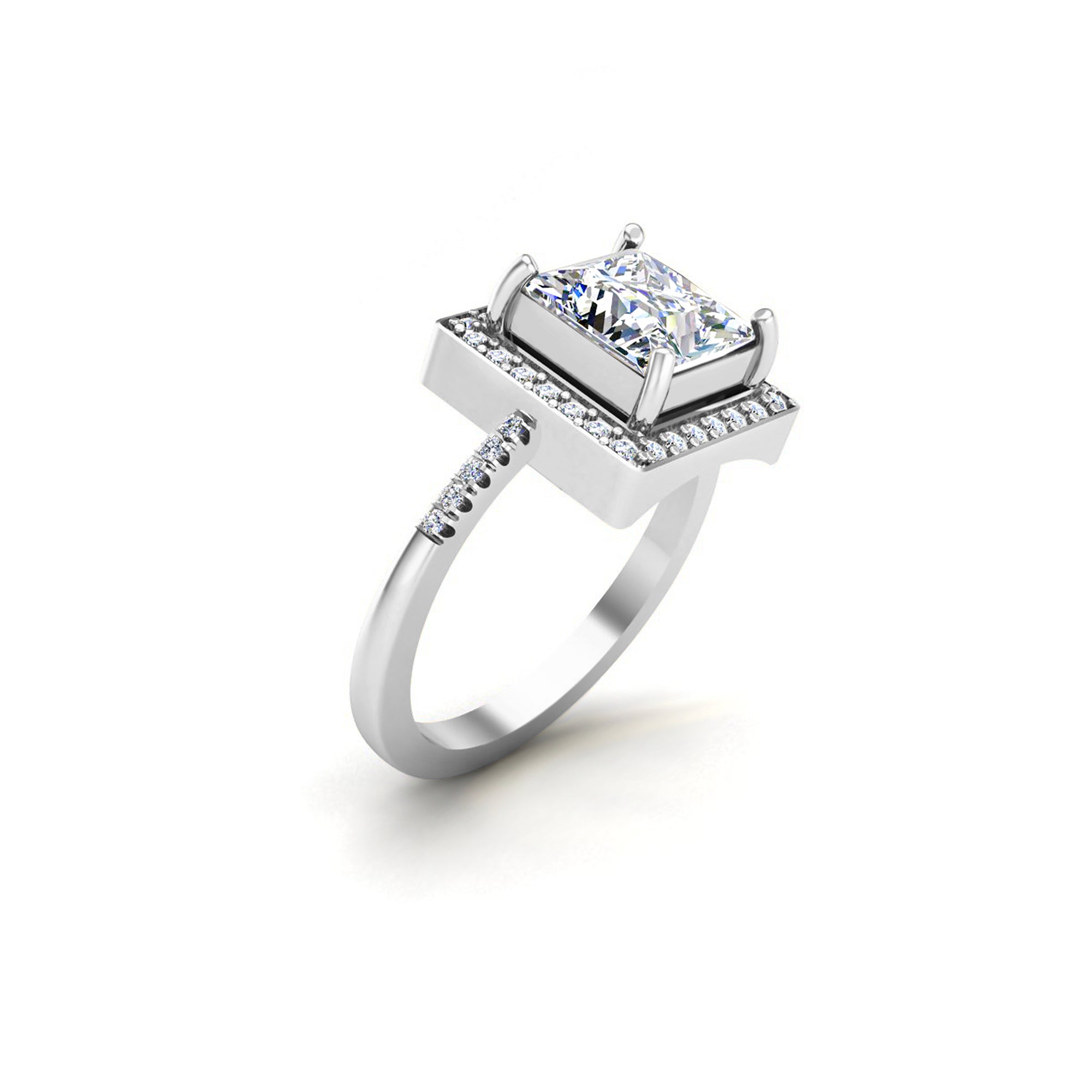 RKC Halo Princess Moissanit 925 Sterling Silber Gelbgold plattierter Damen-Ehering mit einem Gewicht von 3,5 g