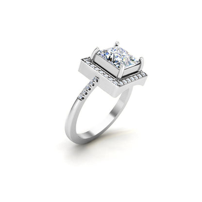 RKC Halo Princess Moissanit 925 Sterling Silber Gelbgold plattierter Damen-Ehering mit einem Gewicht von 3,5 g
